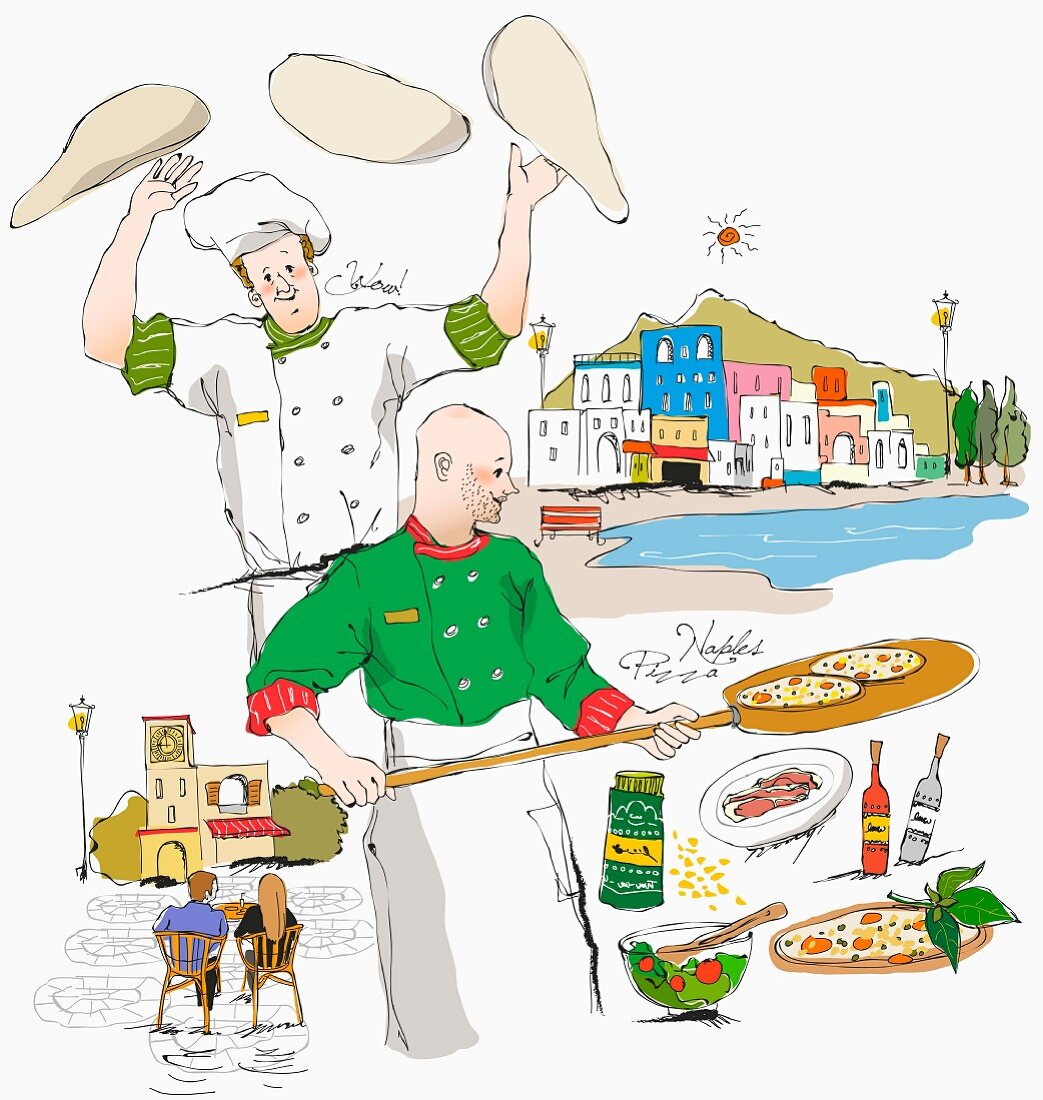 Koch, Pizzabäcker, typische Sehenswürdigkeiten & Lebensmittel Italiens