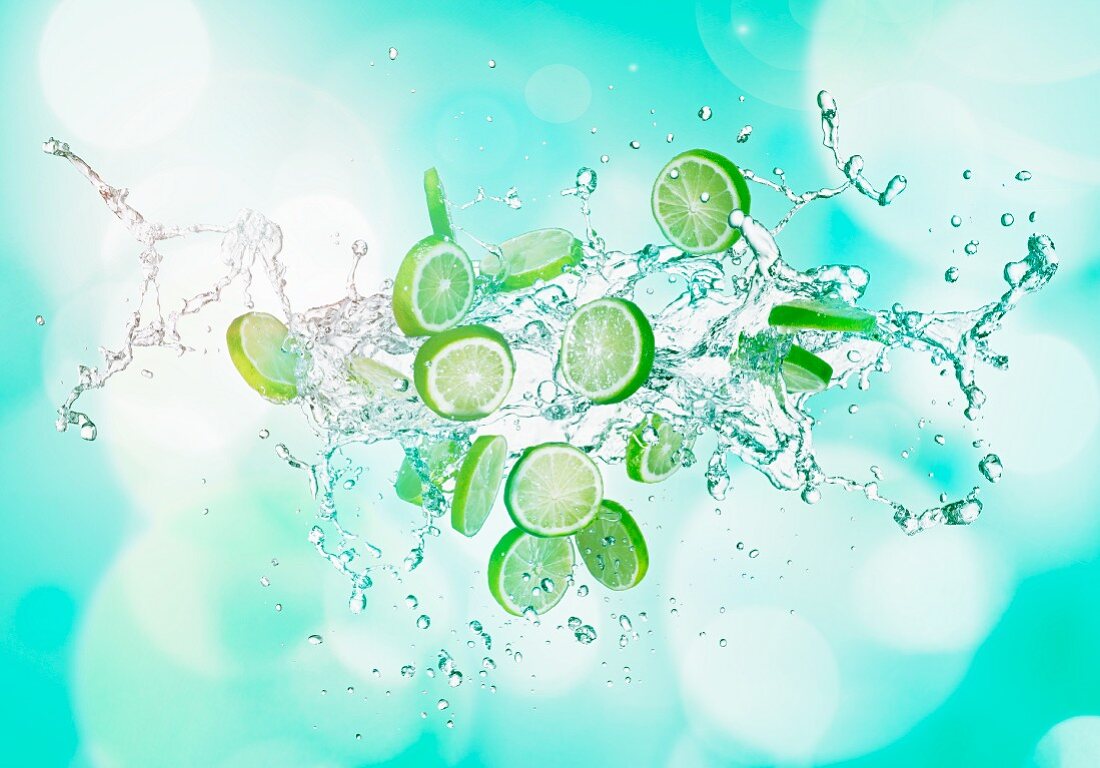 Limes with a splash of water