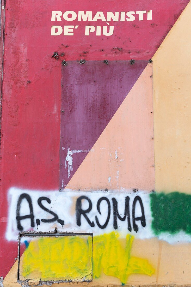 A love of AS Roma has been carved for all eternity on a wall in the artist quarter of Testaccio, Rome
