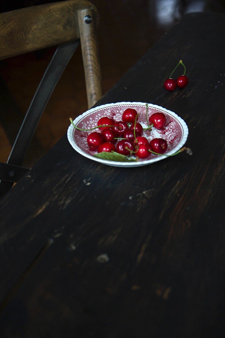 Cherries on plate