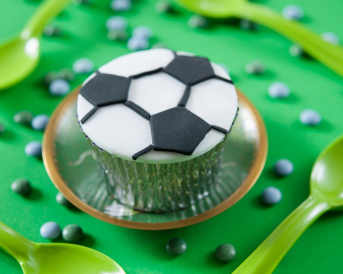 A football cupcake