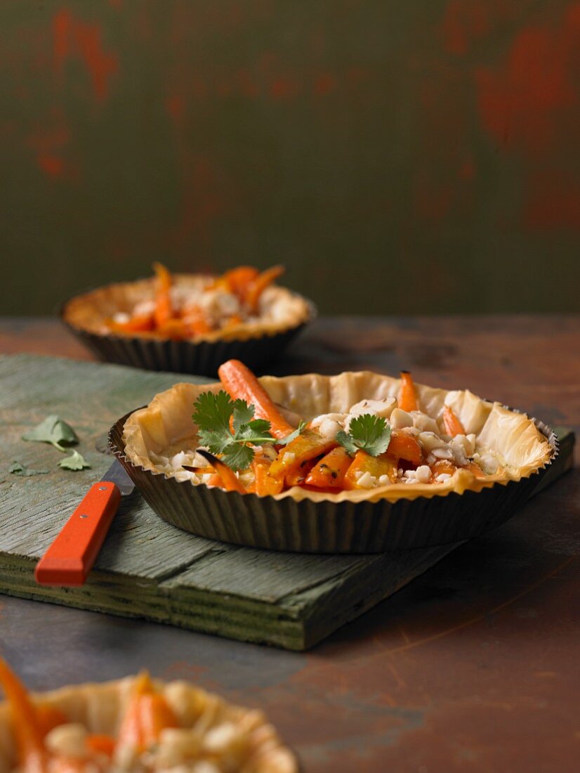 Macadamia and carrot tart