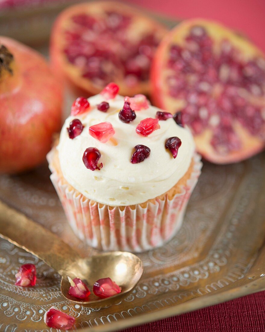 A pomegranate cupcake