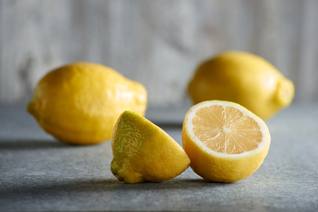 Lemons, two whole and one half