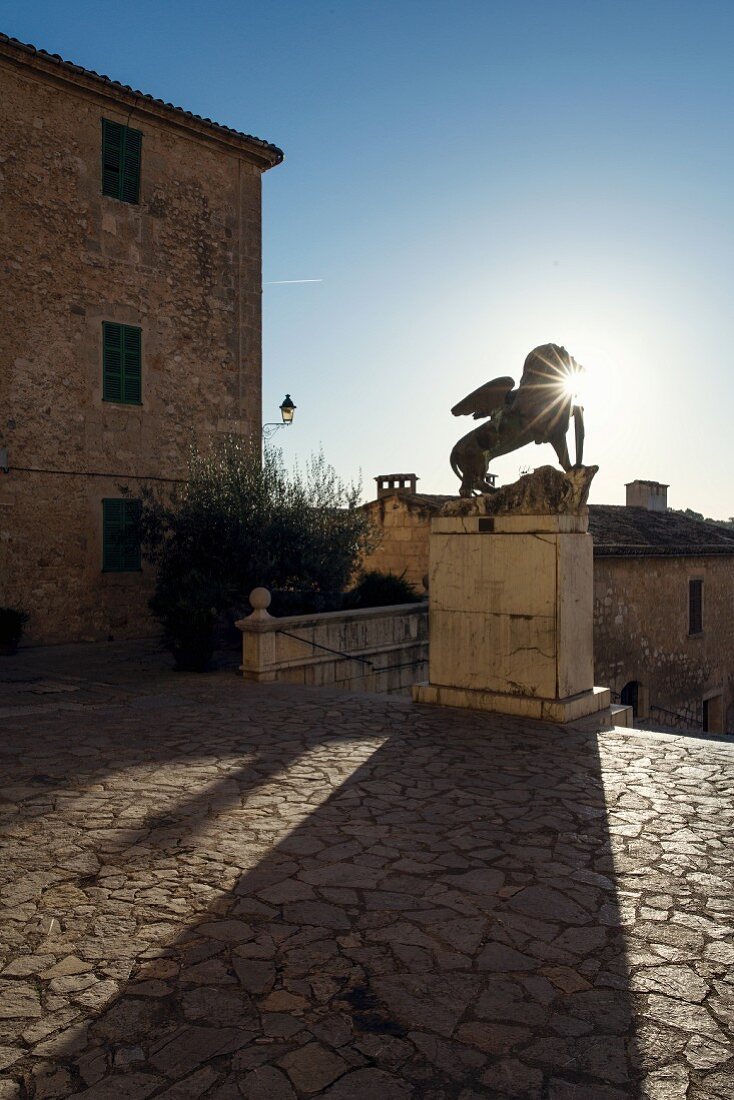 The Lion of Saint Mark in front of the church at Sineu, Majorca