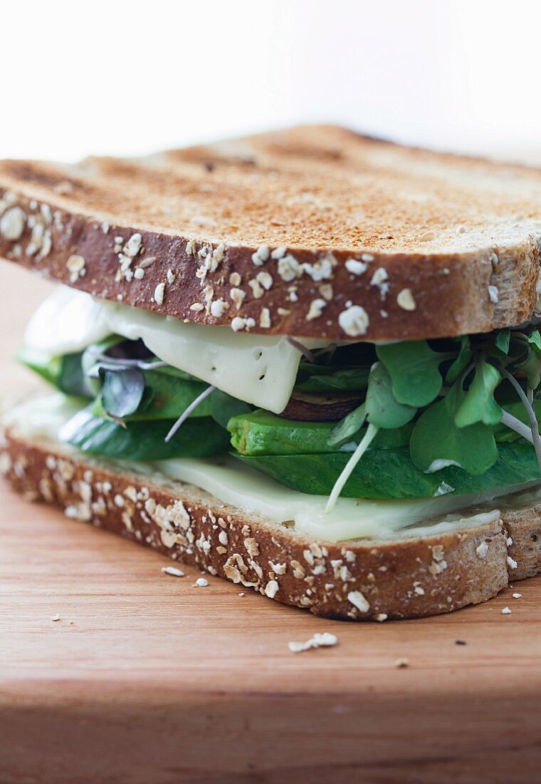 A summer sandwich with vegetables, mushrooms and cheese