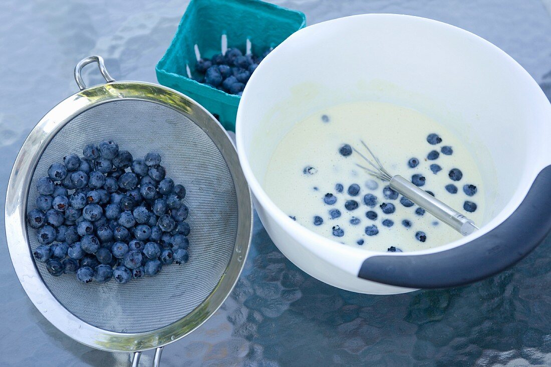 Ingredients for blueberry pancakes