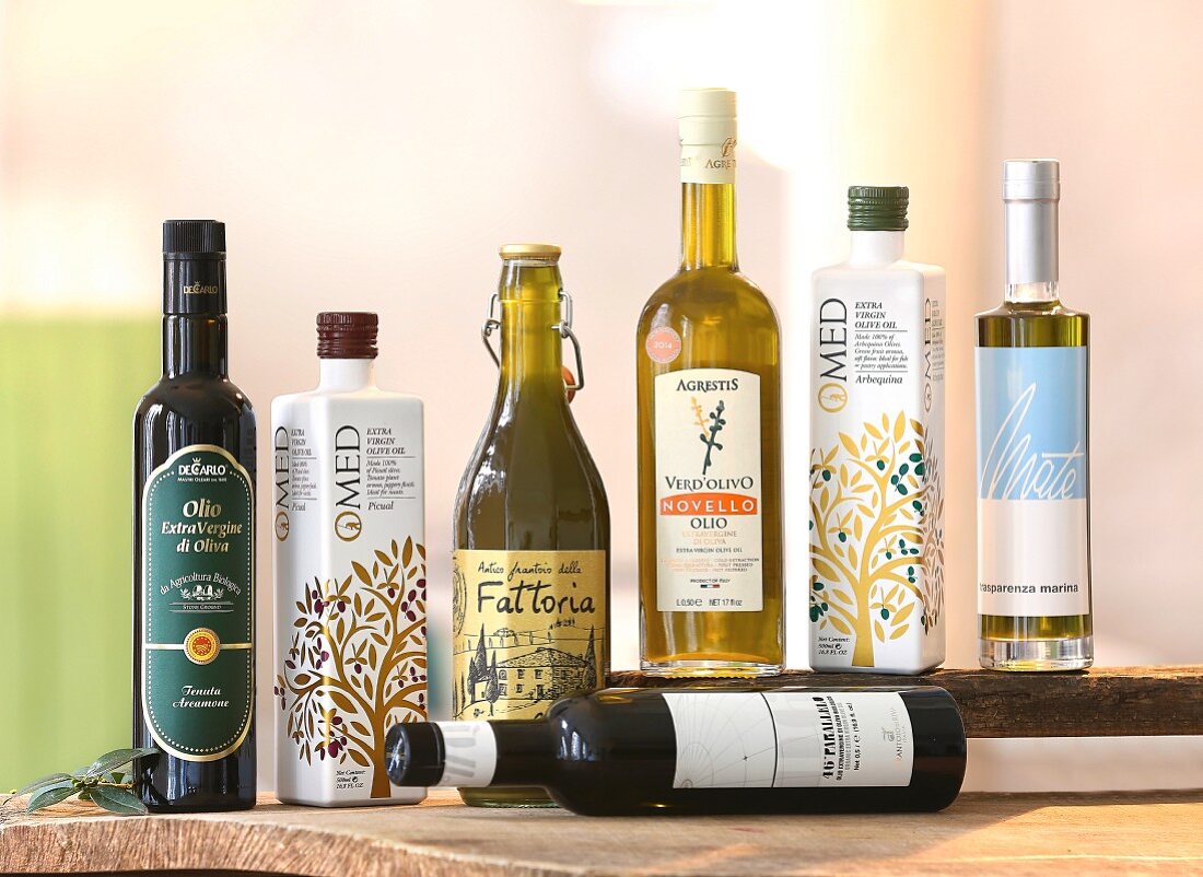 Various types of olive oils