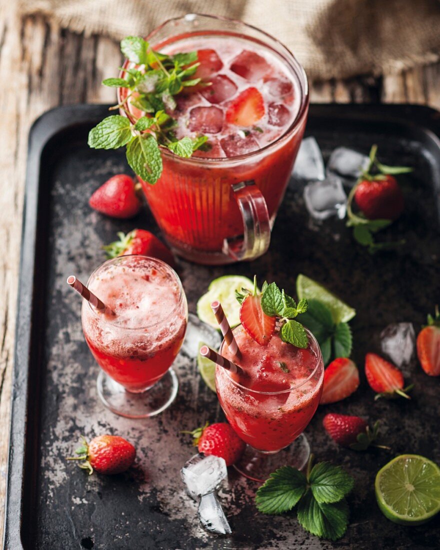Strawberry and mint cordial