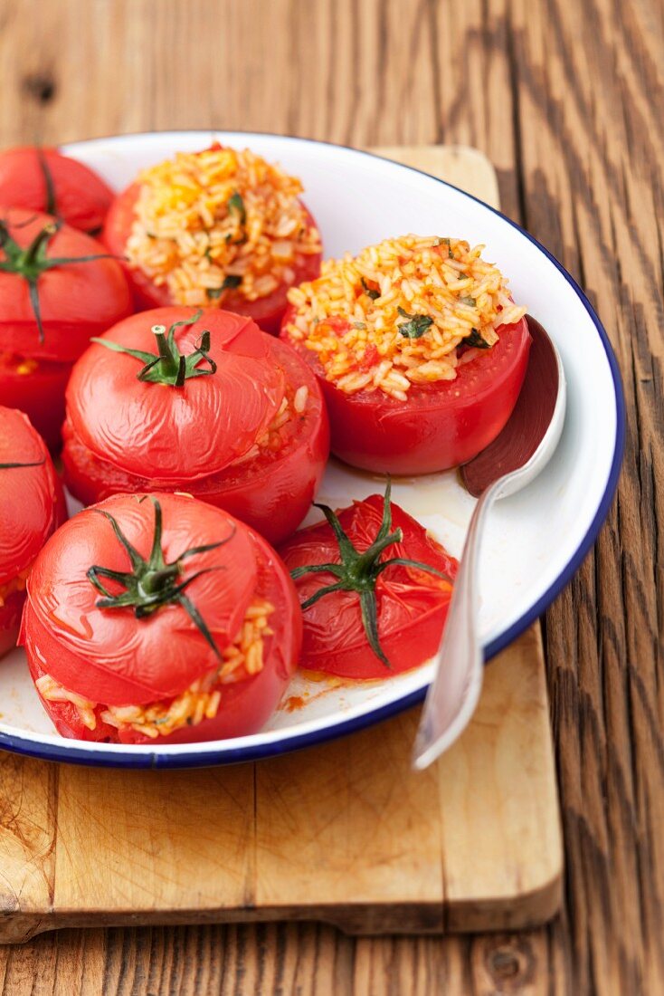 Baked tomatoes stuffed with rice