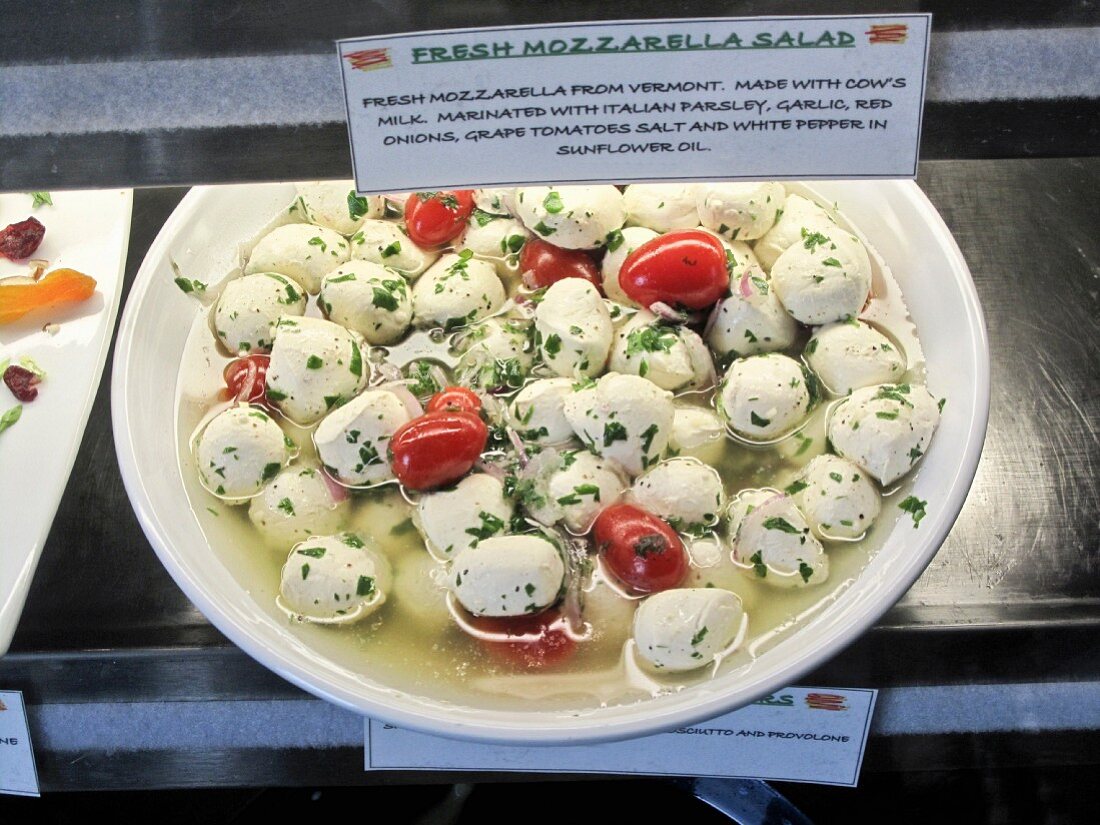 Mozzarella salad in a delicatessen