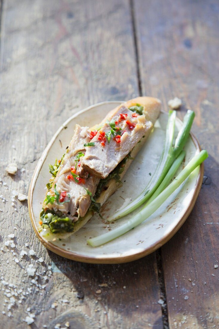 Bruschetta topped with tuna fish