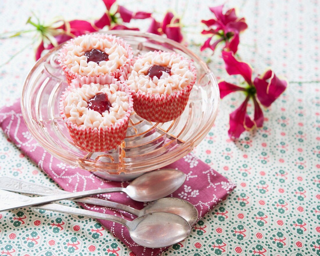 Strawberry jam cupcakes
