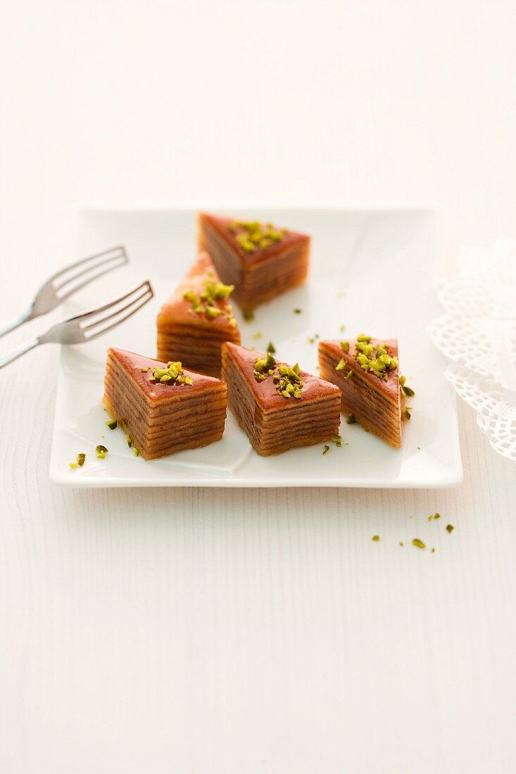 Baumkuchenspitzen mit Pistazien