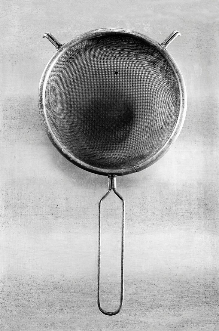 A sieve (black-and-white shot)