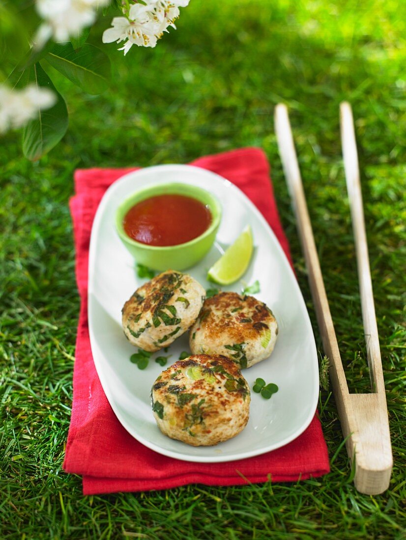 Thai fish cakes with a dip