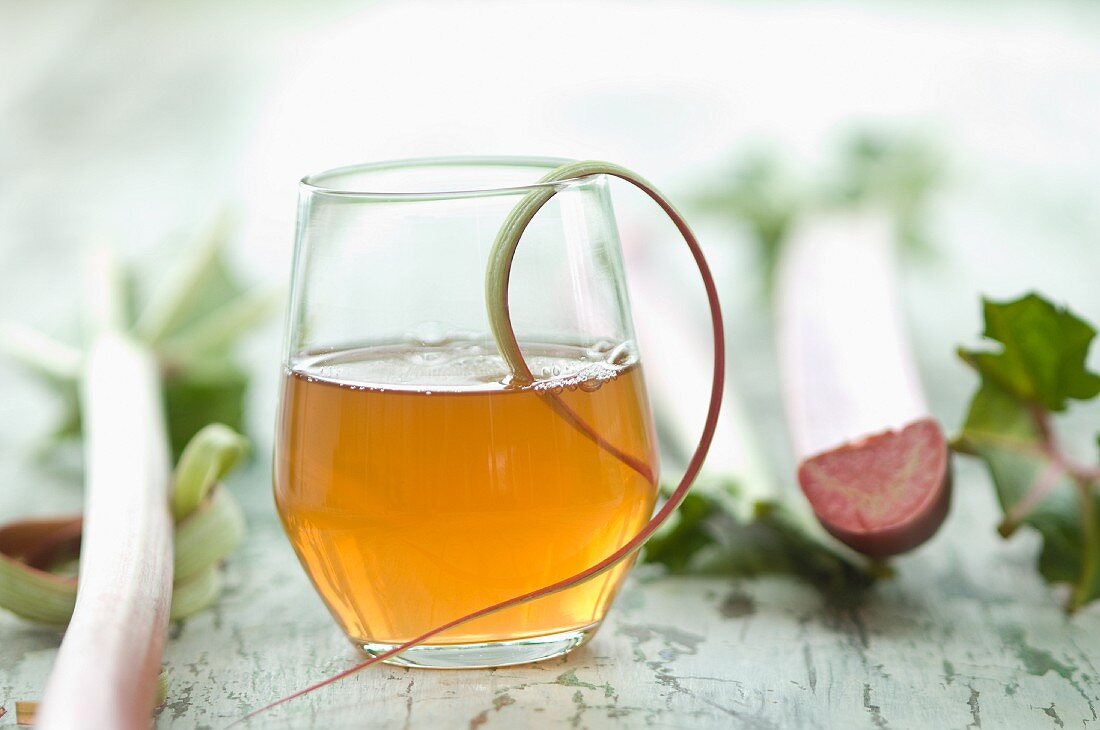 A glass of homemade rhubarb juice