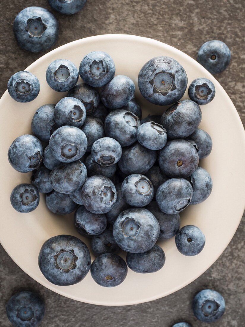 A plate of fresh blueberries (seen above)