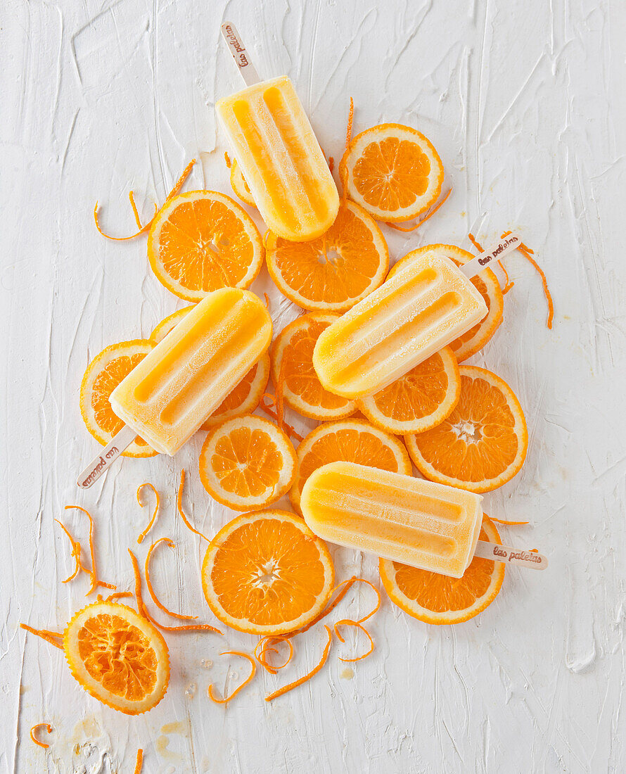 Valencia orange ice cream popsicles