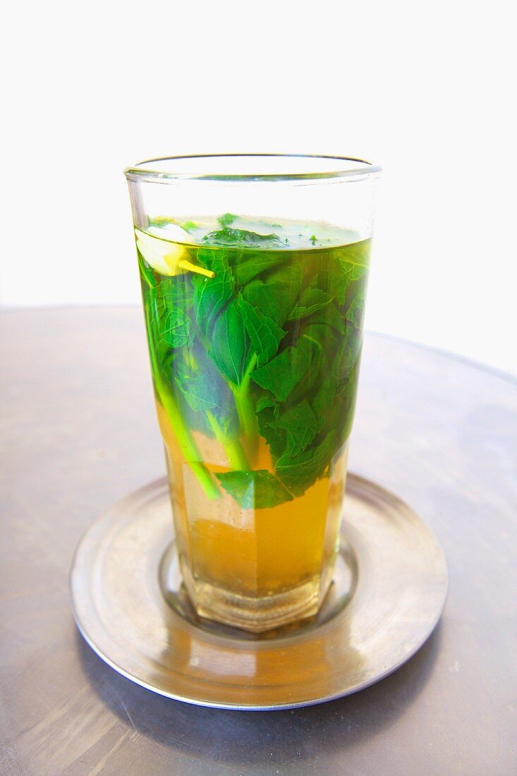 A glass of mint tea (Morocco)