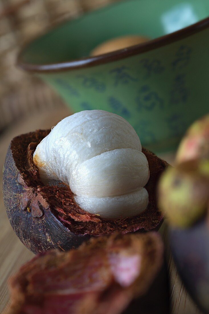 An opened mangosteen