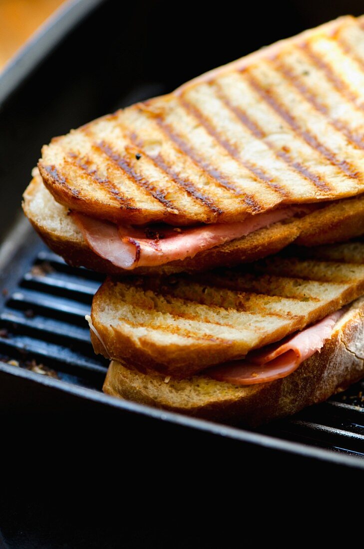 Grilled ham and cheese paninis