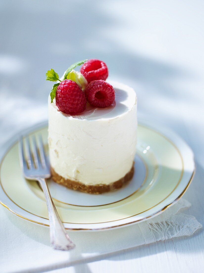 Frischkäsetörtchen mit Himbeeren