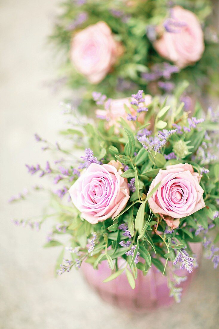 Festive flower arrangements with roses