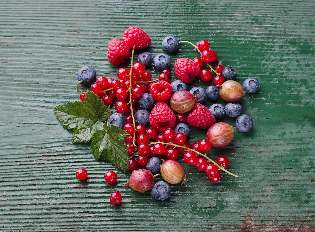 Fresh berries on a wooden table