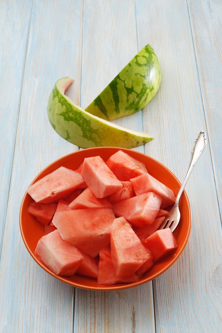 Diced watermelon