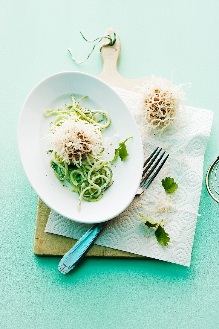 Glass noodle balls with a cucumber salad