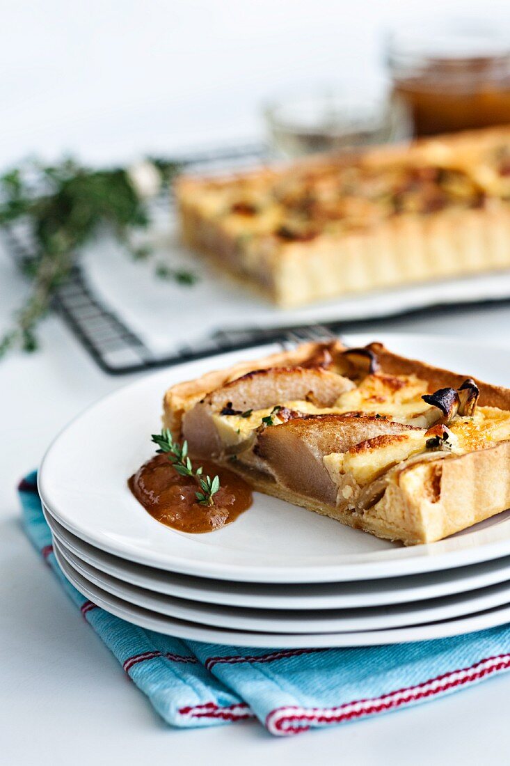 Pear and feta tart with thyme