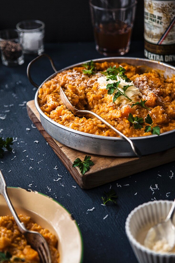 Pumpkin risotto with vermouth