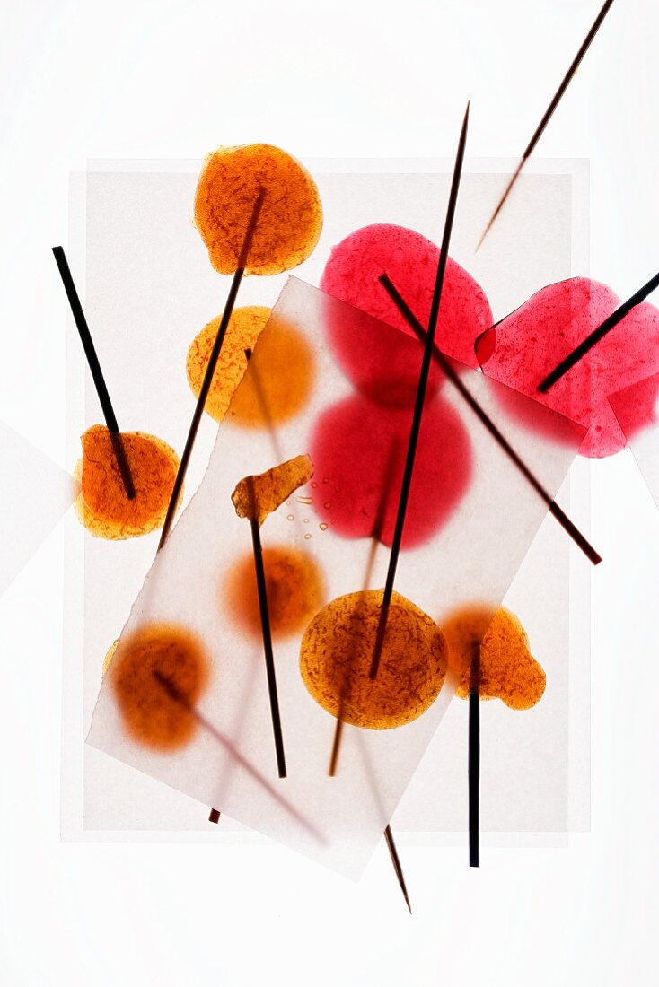 Homemade fruit lollies (seen from above)