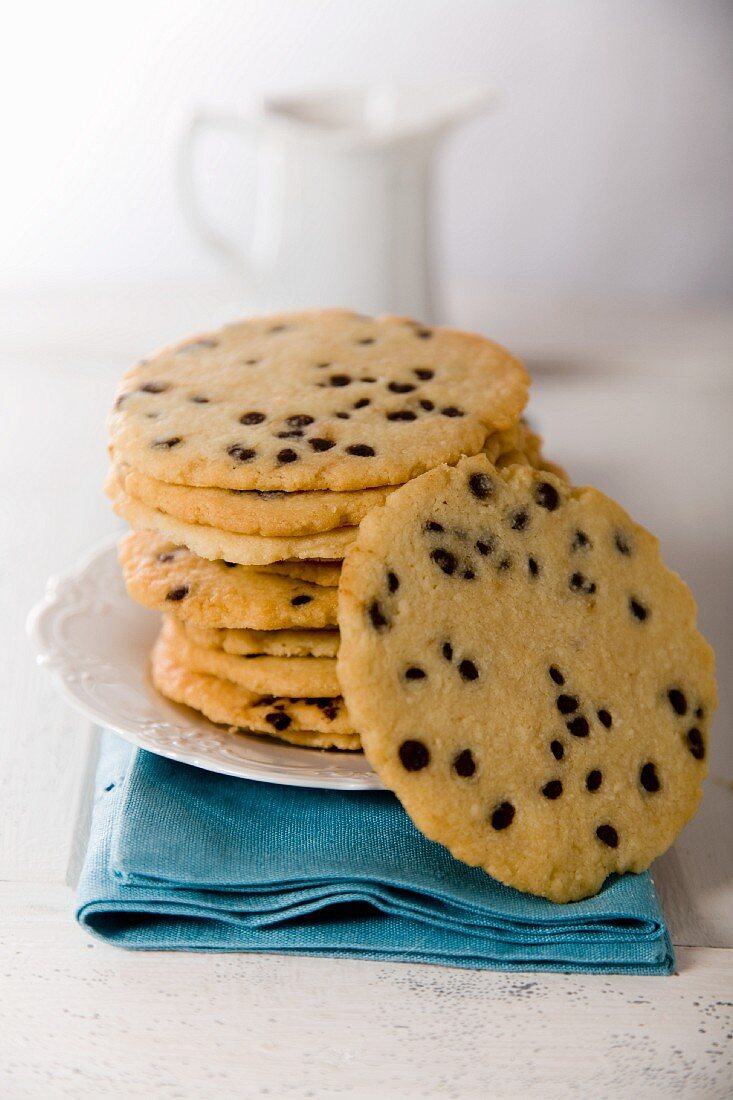 A stack of chocolate chip cookies