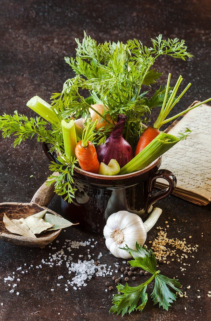 Soup vegetables in a pot