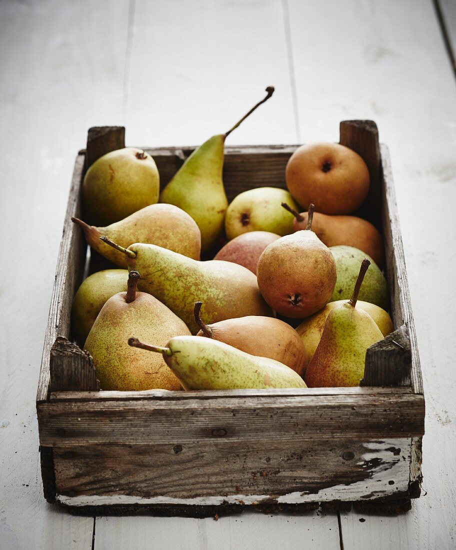 Pears in a crate