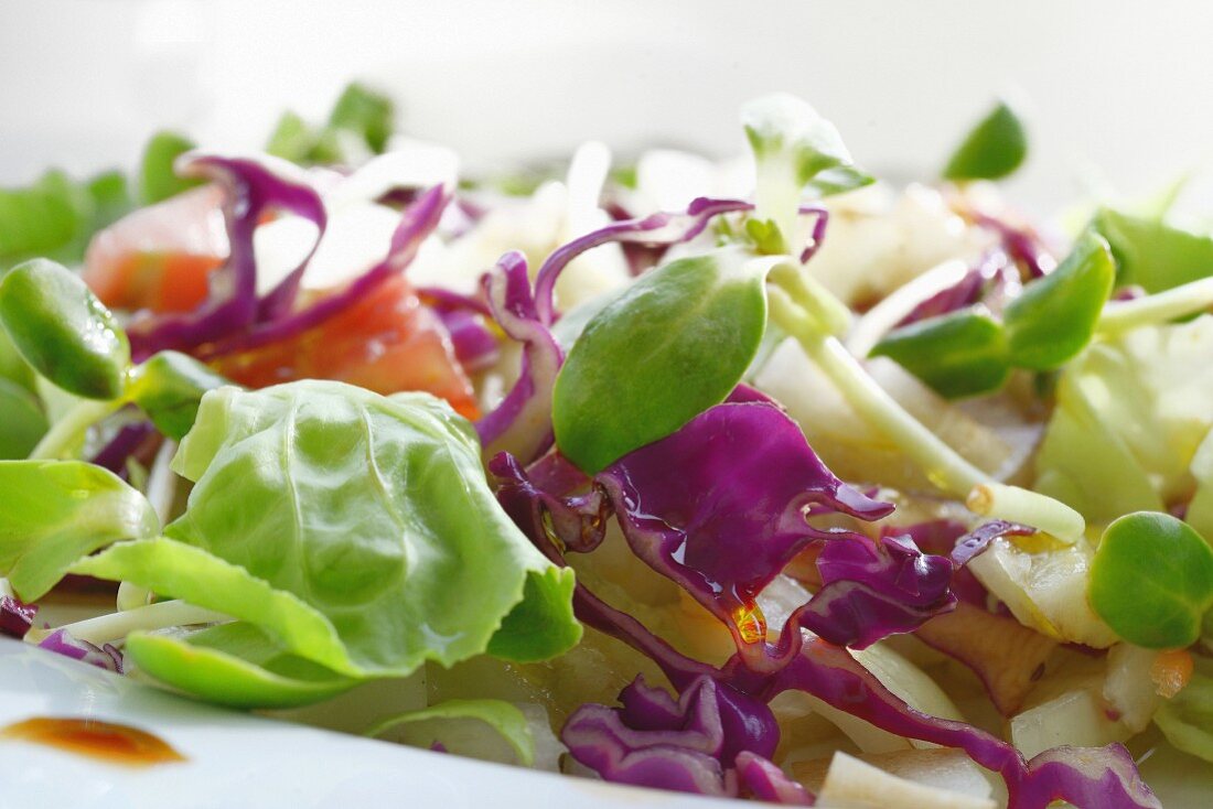 Mixed salad with cabbage (close-up)