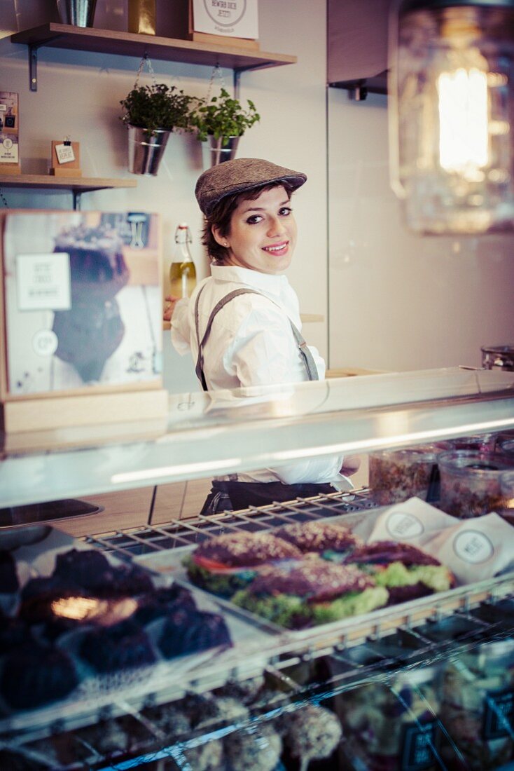 A woman in a food truck