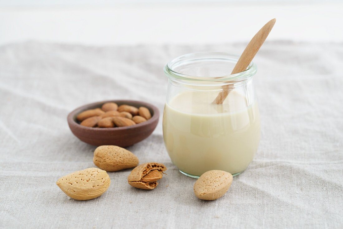 A jar of almond mousse