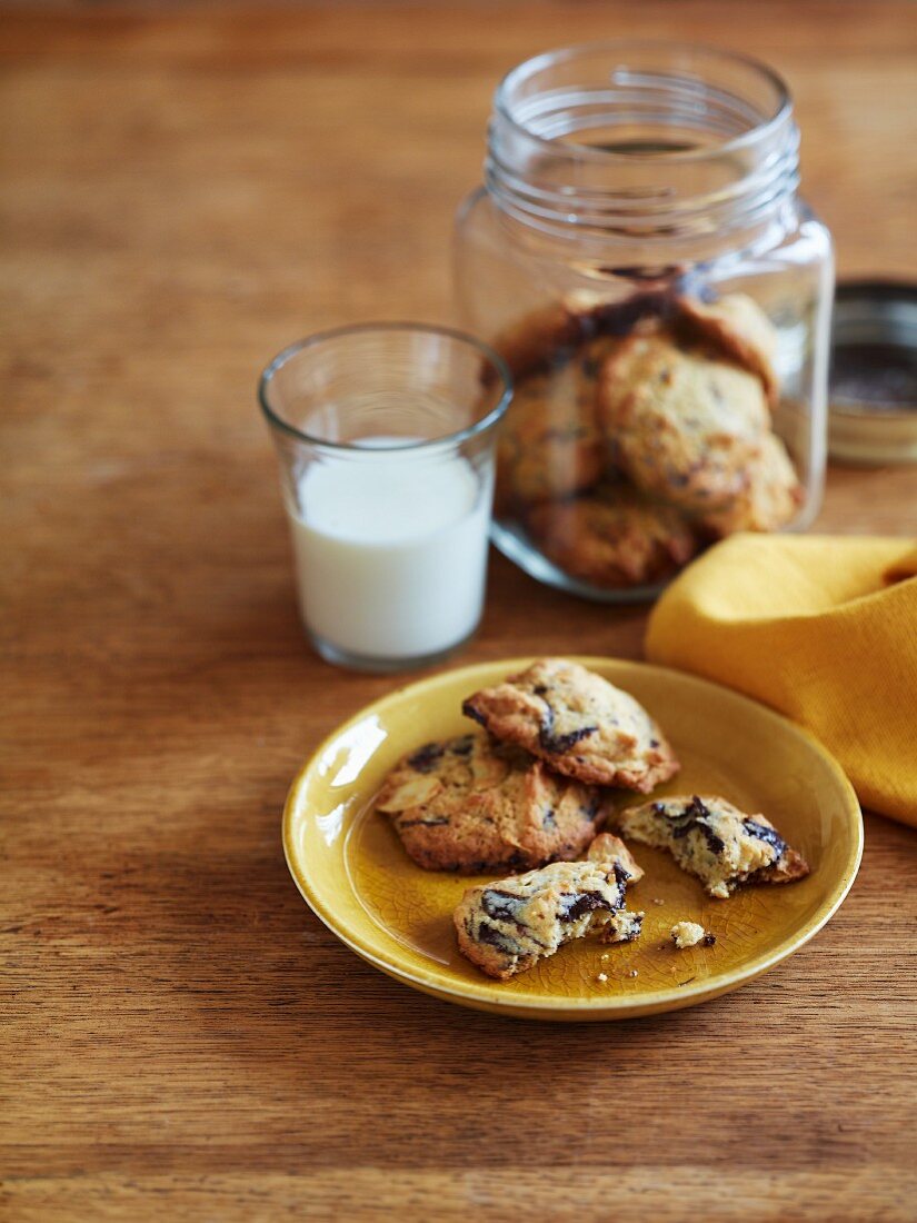 Plate of Cookies with a Glass of Milk