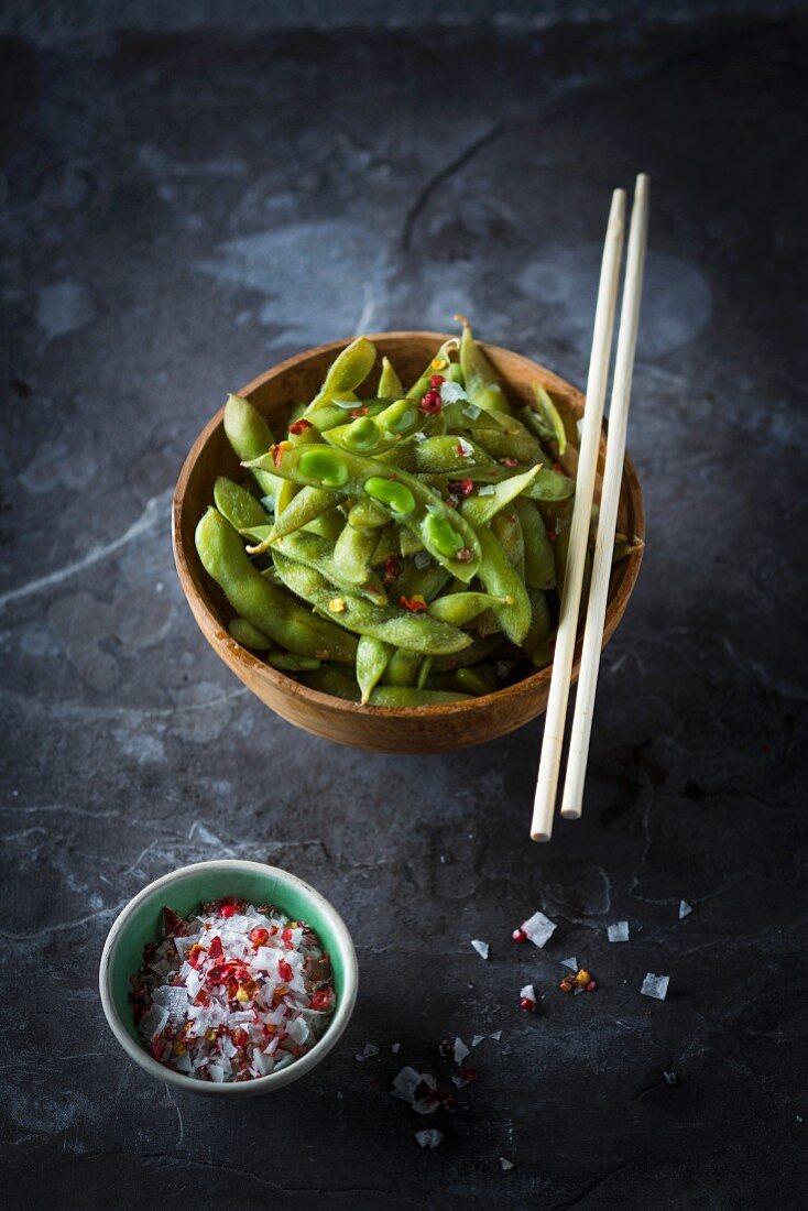 Edamame beans with chilli salt