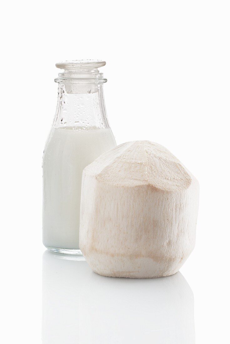 Coconut milk and a coconut