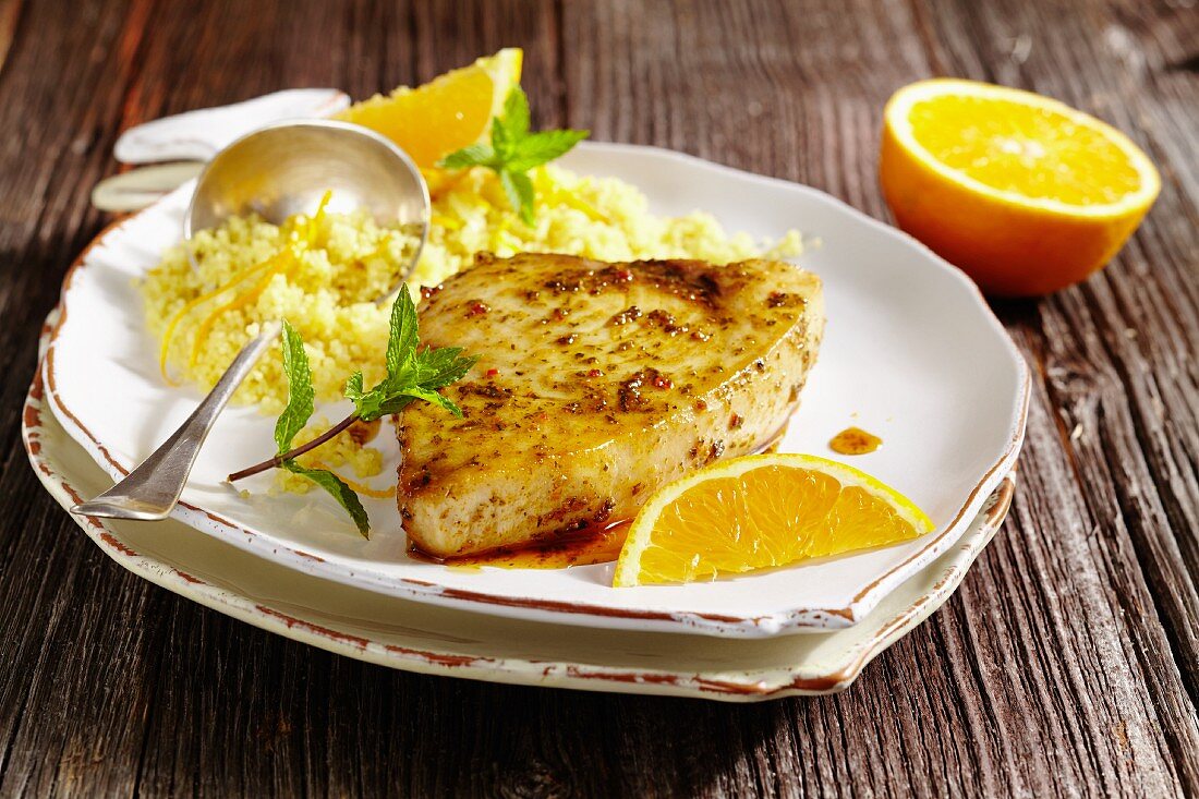 Swordfish with orange couscous