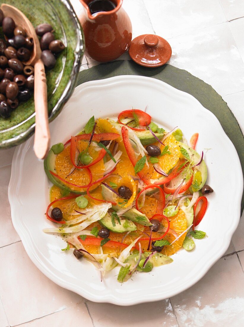Orange salad with olives