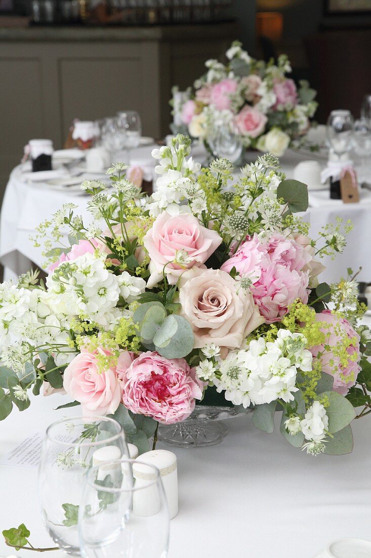 Romantic bouquet on wedding table