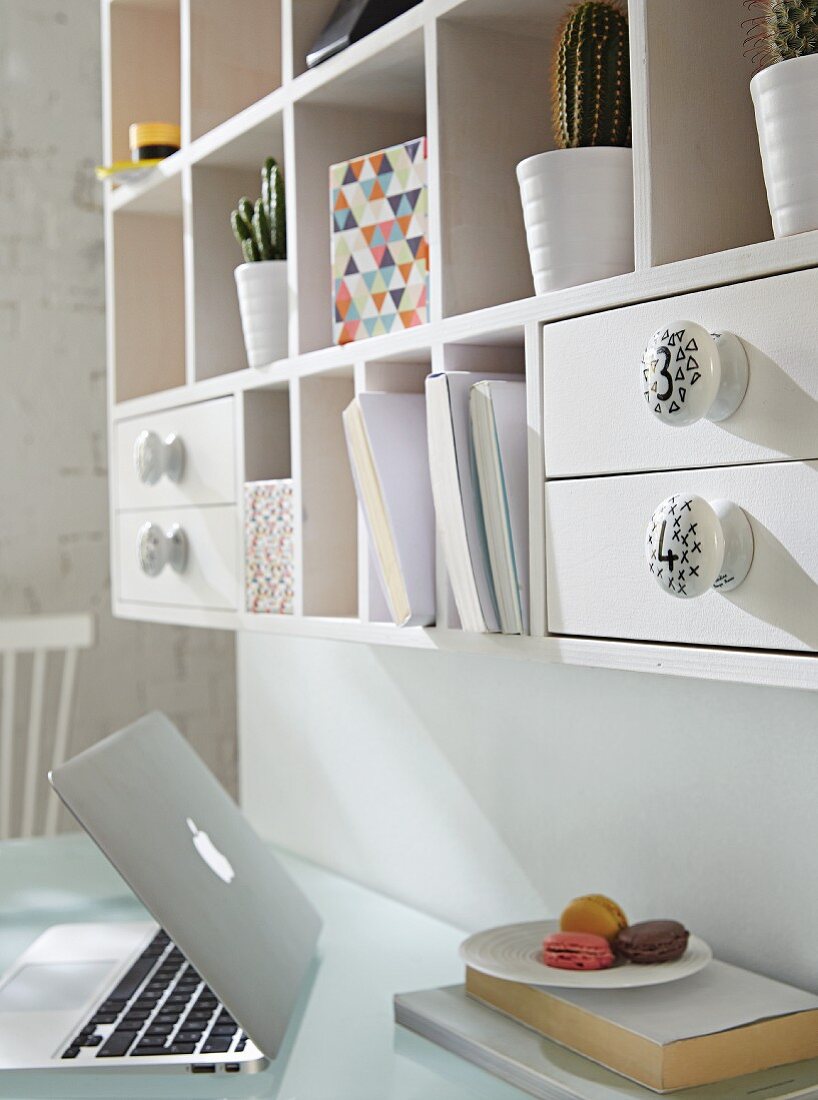 Porcelain drawer knobs painted with numbers and patterns