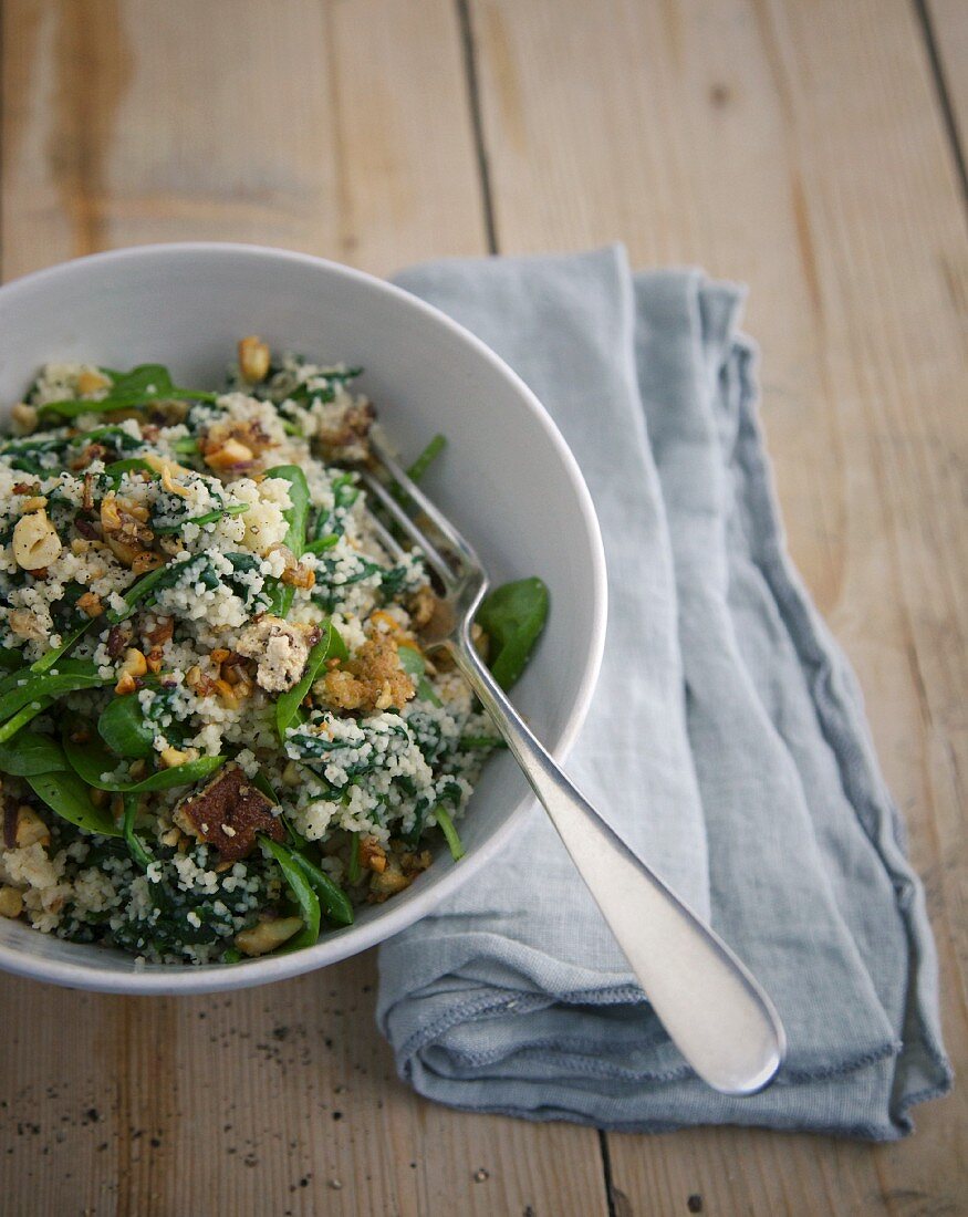 Oriental couscous with cashew nuts and basil