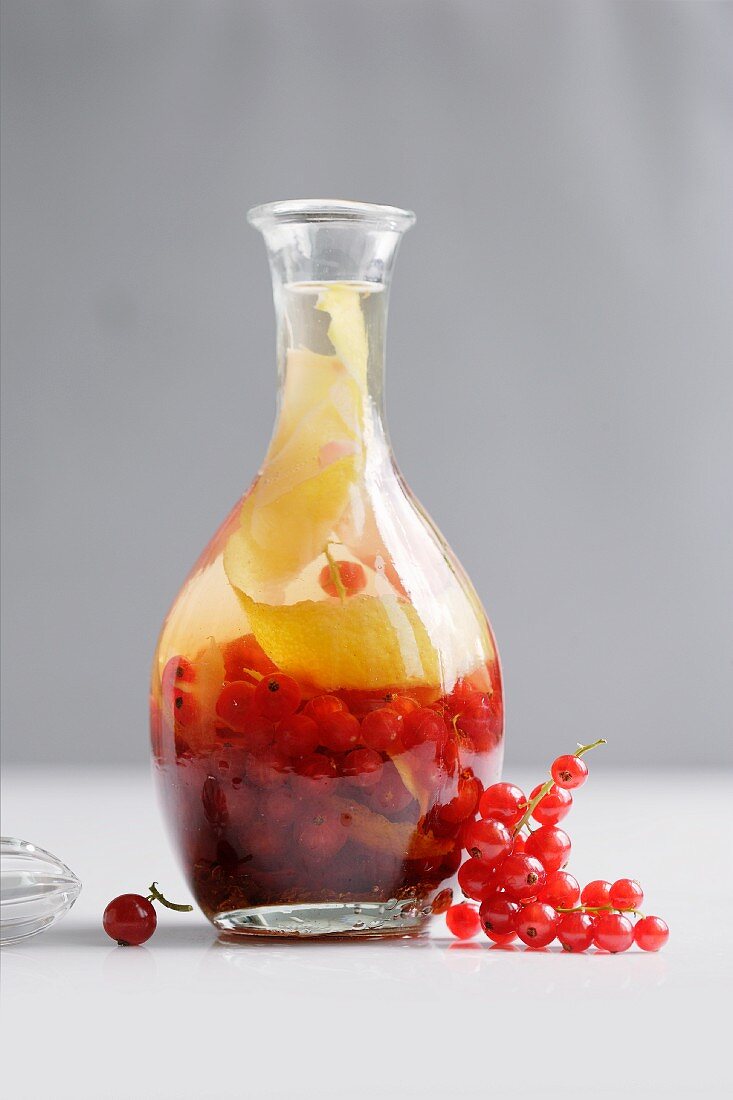 Homemade redcurrant and ginger liqueur