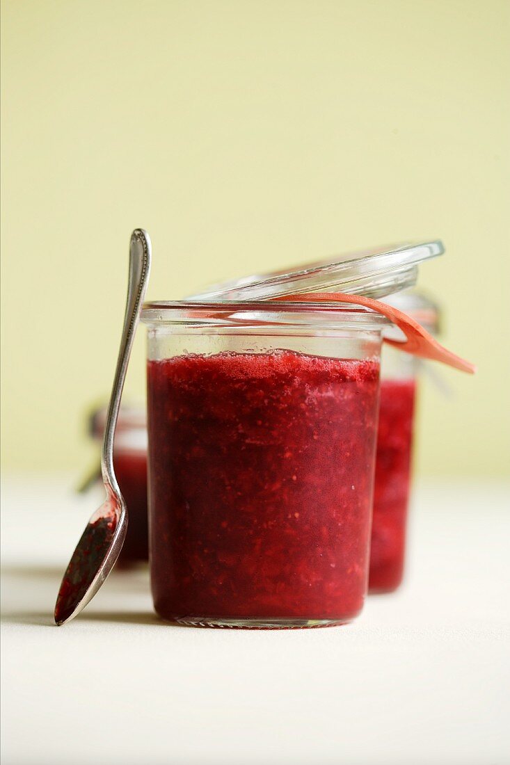 Red berry jam with fresh ginger